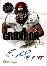 EDDIE ROYAL RC 2008 PRESS PASS GRIDIRON GRAPHS ROOKIE ON CARD AUTO VIRGINIA TECH. rookie card picture