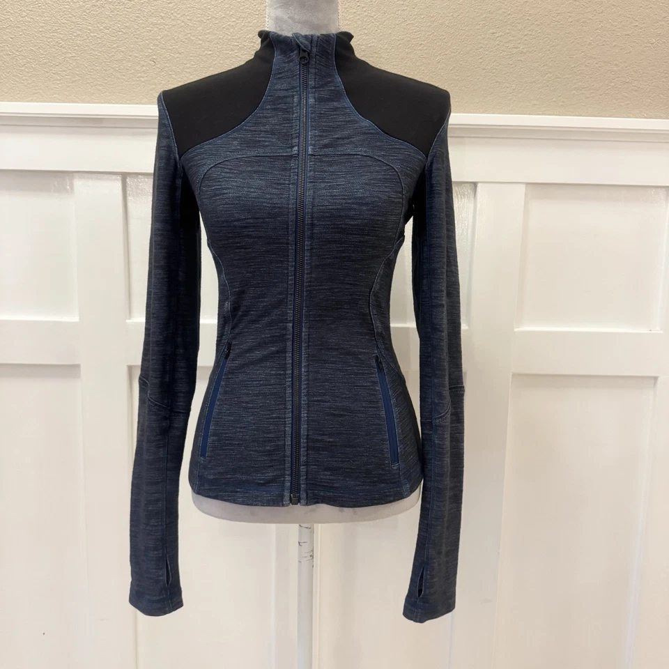 Chaqueta LULULEMON Forme Cremallera Inkwell Slub Denim Azul Talla 4 Foto 2 de 4