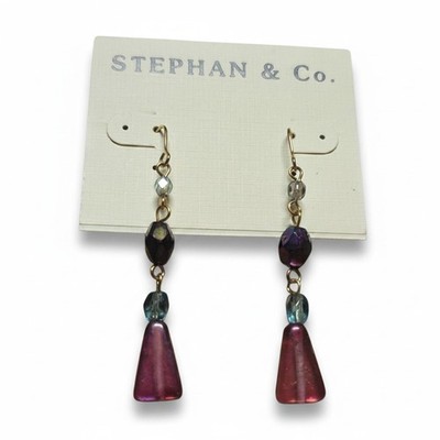 Stephan & Co Women's Gold Plated Purple Blue Hook Earrings