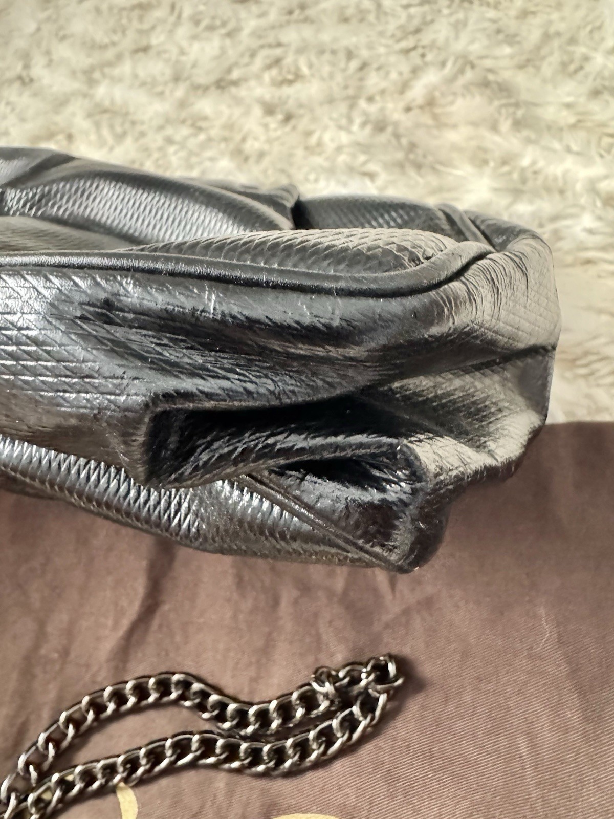 GUCCI VINTAGE PYTHON EMBOSSED CLUTCH CROSSBODY BL… - image 9