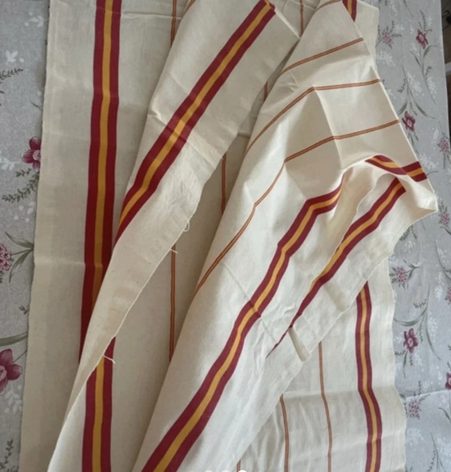 Tissus Métis ancien en Lin et Coton, 6 Mètres Pour Torchons Anciens - Photo 2/4