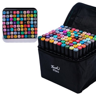Set of 24-80 colors, double-ended drawing markers.