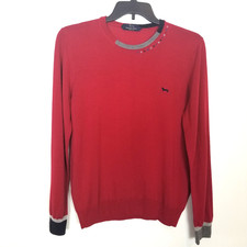 Harmont Blaine Men's Maglia 100 Wool Pullover Sweater Sz XL Red Classic Logo
