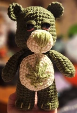Crochet Stoned Weed Bear "Keefer" Amigurumi Plush Handmade Adorable And Unique 