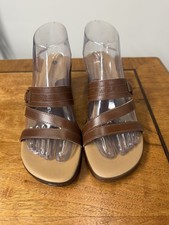 VTG 90 y2k Women s 8 Platform Sandals Brown Leather Chunky Wedge boho Shoes
