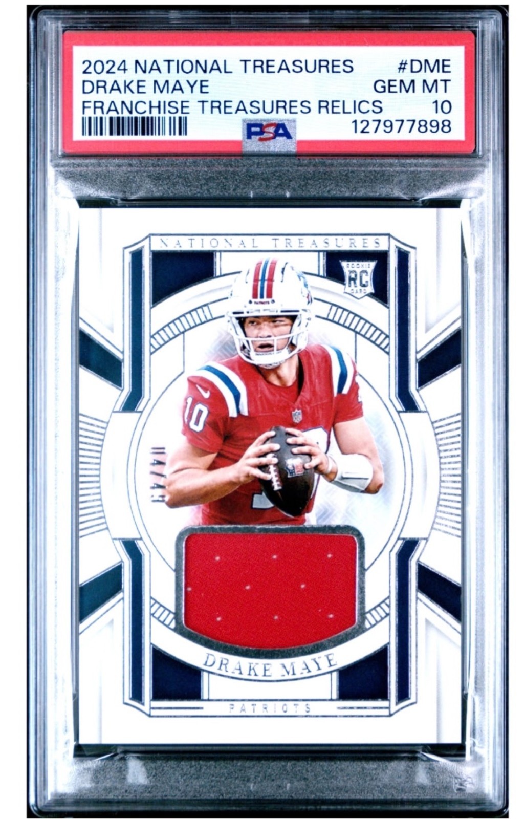 Drake Maye Panini National Treasures Franchise Treasures Relics #DME Base