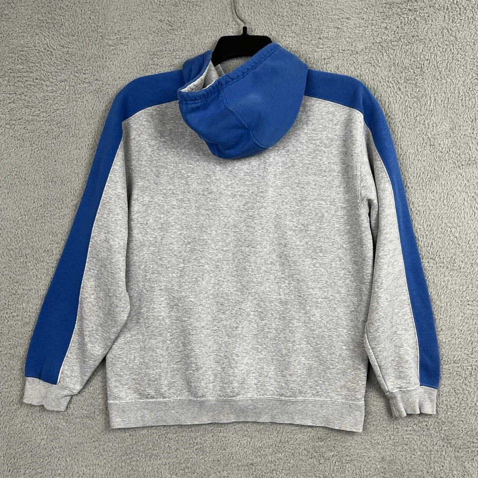 KU Jayhawks Hoodie Sweatshirt Adult Medium Gray Blue Kansas Spellout Distressed - Image 2 of 4