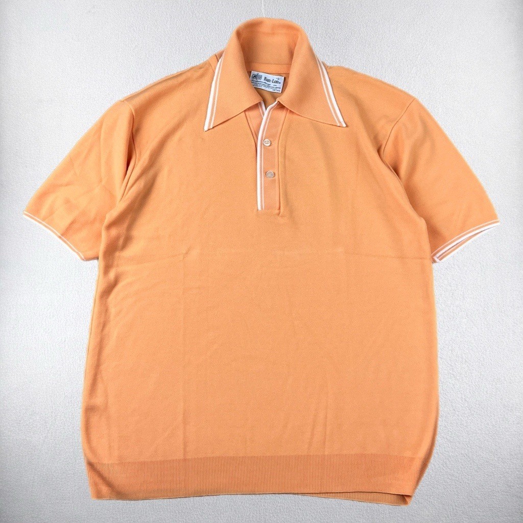 Vintage Kmart Polo Shirt Mens Large Orange Ban-Lon Nylon Short Sleeve Knit 70s