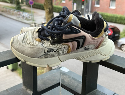 Lacoste Unisex Sneaker Low Top EU 38 Beige/Schwarz/Rosa atmungsaktiv