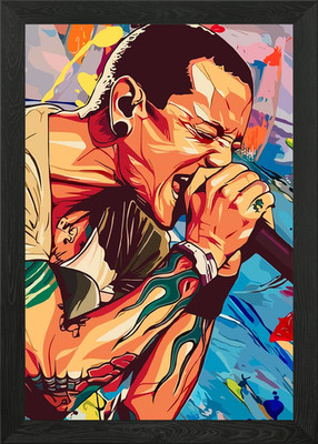 Chester Bennington Portrait gerahmtes Wandbild Poster Leinwanddruck Bild