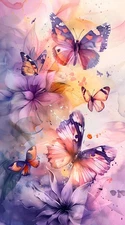 Abstract Butterfly Flowers Oil Painting Home Decor Wall Art Printed on Canvas