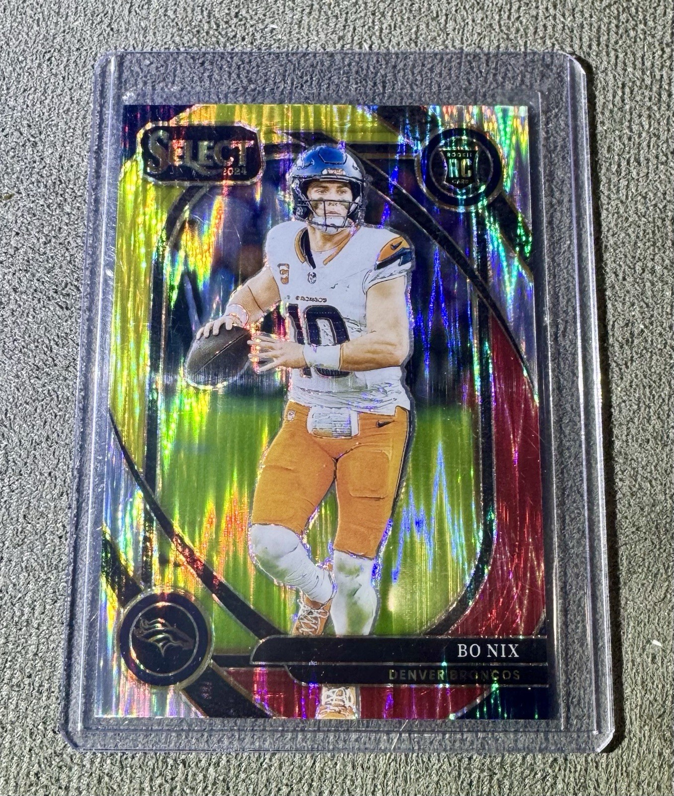 2024 Panini Select - Club Level Bo Nix #221 Red & Yellow Shock Prizm (RC)