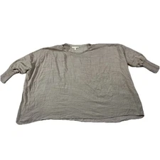 Grade & Gather Blouse Boxy Size S/M Smock Cuff Sleeves Gray Taupe Womens S1