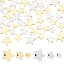 60pcs Star Spacer Beads - 4mm, 6mm, 8mm Twinkle Star Loose Beads
