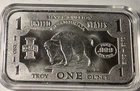 Silver Buffalo Head Silver Bar 1 Troy Oz .999 Fine Uncirculated In Capsule