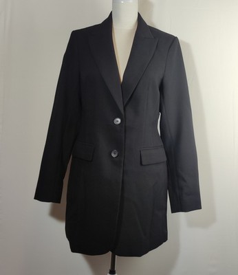H&M Damen Blazer schwarz lang einreihig Größe EUR 40 gefüttert
