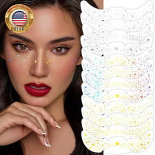 12Pcs Face Glitter Freckles, Face Glitter Fake Freckles Sticker, Gold Sliver Hol