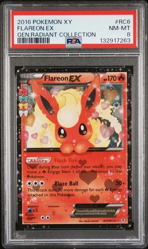 2016 POKEMON XY GENERATIONS RADIANT COLL #RC6 FLAREON EX PSA 8