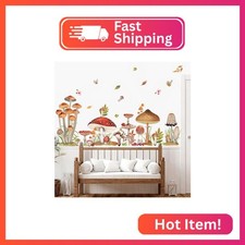 decalmile Woodland Mushroom Wall Decals Spring Forest Grass Easter Wall Stickers