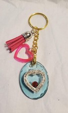 Resin Made Silver Heart Keychain