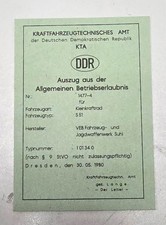 Simson KTA Papiere DDR S51 Blanko 1477-4 101340 wahlweise mit Stempel