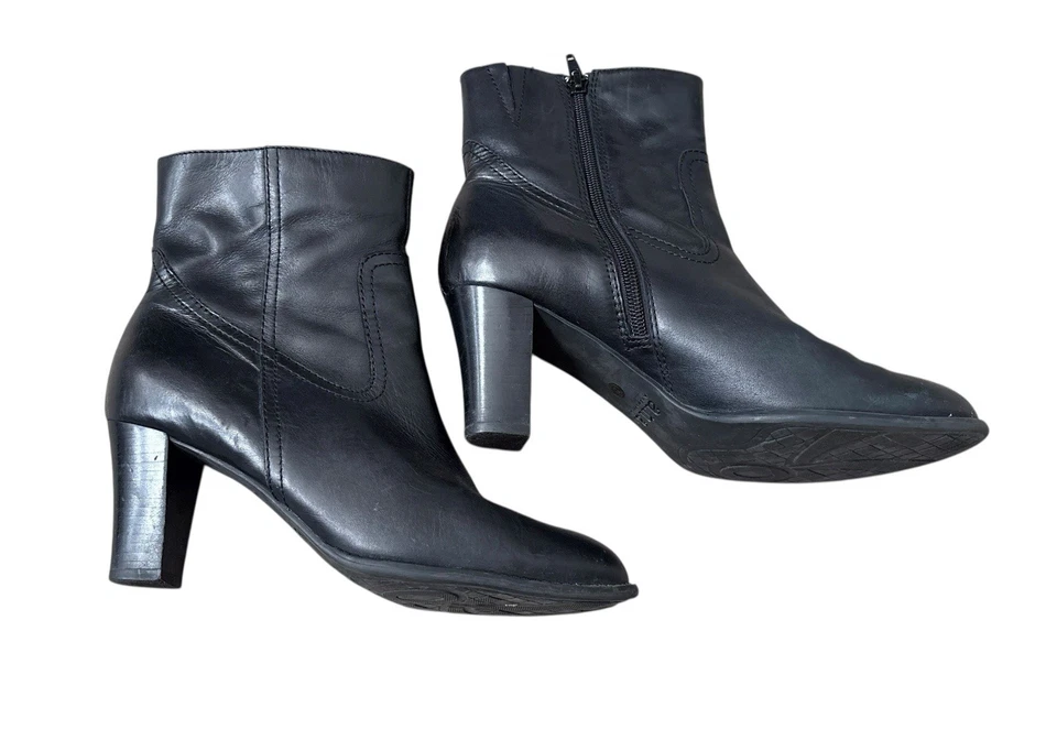 a.n.a Botines de Cuero Negro con Tacón con Cremallera Lateral Tacón Bloque para Mujer Talla 8M Foto 4 de 4