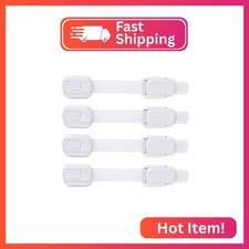 Child Safety Strap Locks 4 Pack Baby Proof Cabinets, Drawers, Fridge, Toilet 