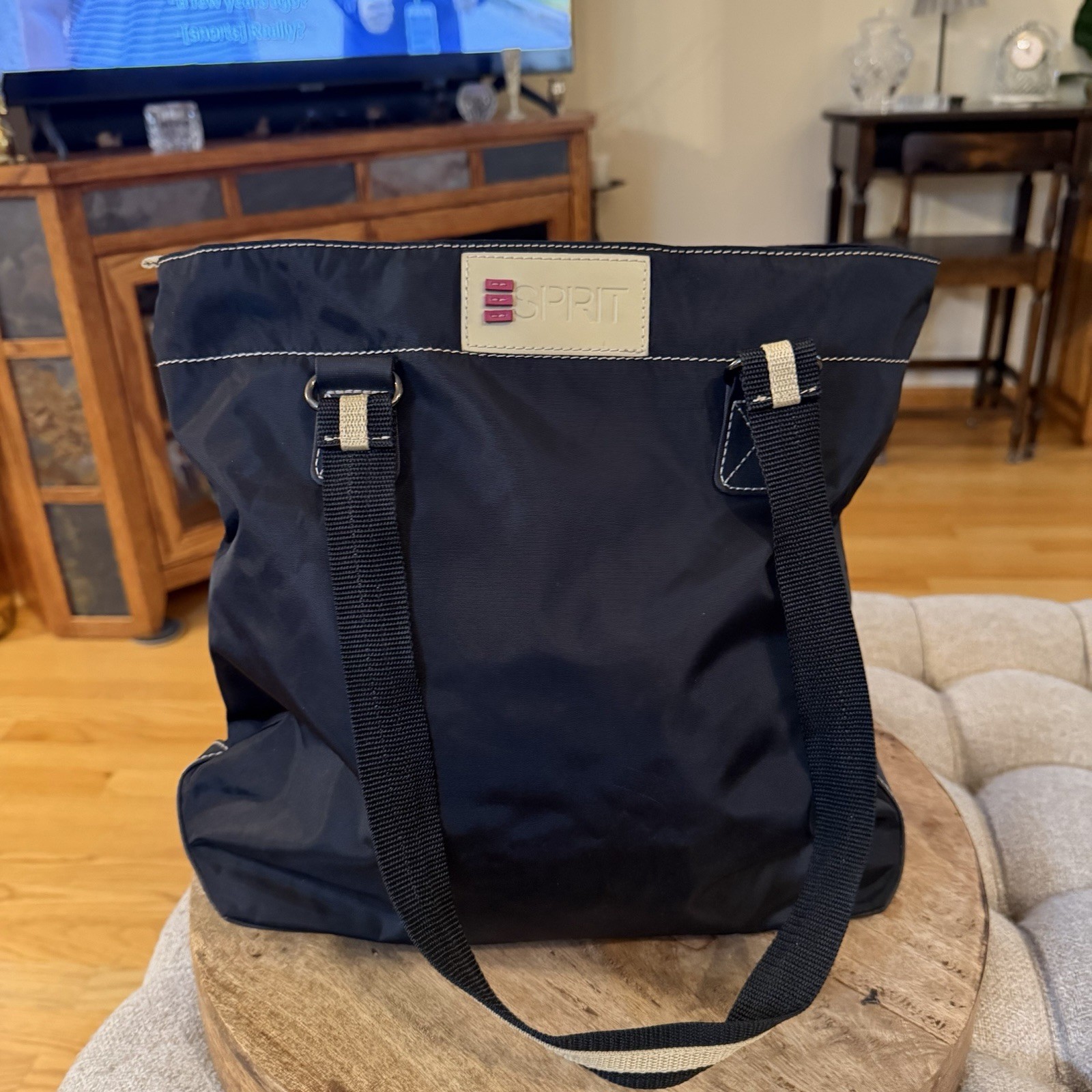 ESPRIT Black Nylon Tote Bag W/ Pink Lining And Coin Purse