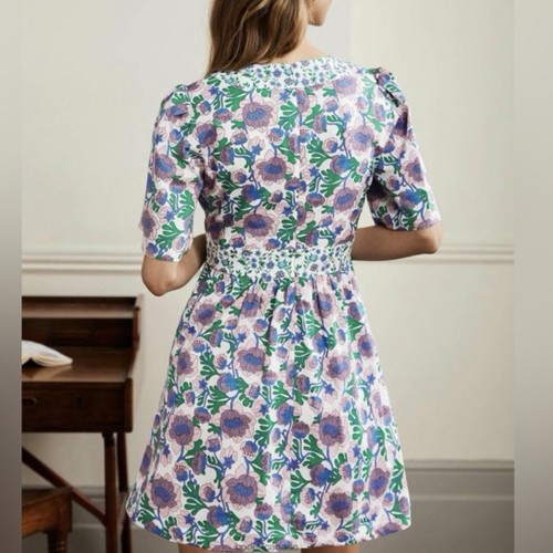 Boden mini abito boho floreale primavera manica corta scollo a V dettagli a contrasto taglia 12 - Foto 14 di 14