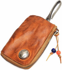 1 Pcs Leather Mini Medieval Pouch Keychain, Coin Organizer, Change Holder, Leath
