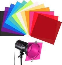 Barydat 12 Pcs Colored Gel Light Filter Transparent 12 x 12", Colorful 