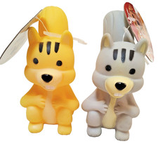 Dog Toys 4" Squeaky Latex Fetch Wildlife Squirrel Gray and Yellow Lot of 2