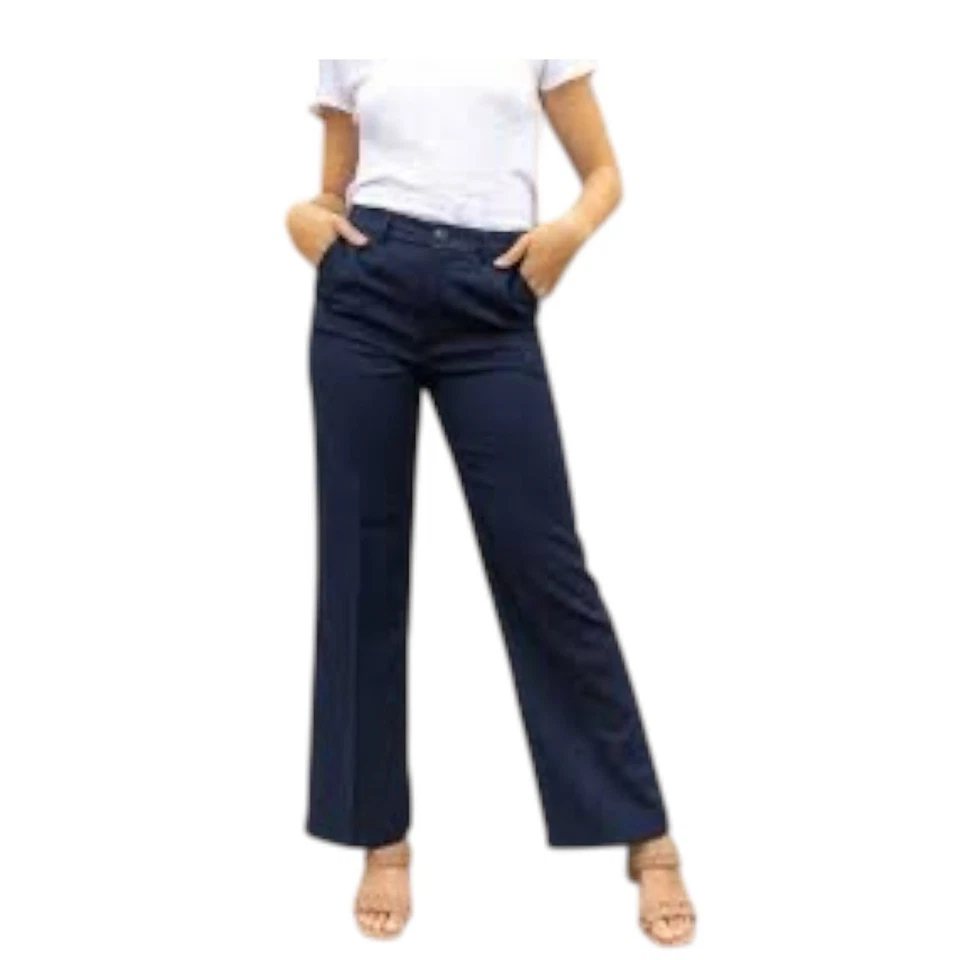 Pantalón Scotch & Soda Edie Azul Marino Lágrima A Medida Pierna Ancha Talla 26