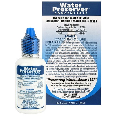 55 Gallon Water Preserver Concentrate (5 years) Water Treatment Drops - Exp 9-26