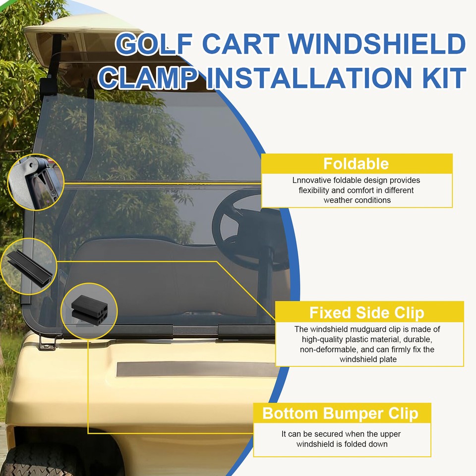 For Club Car DS 2000Up New Brown Golf Cart Windshield Folding