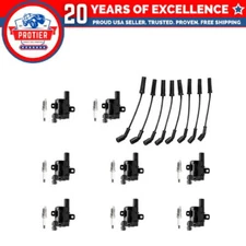 Set of 8 Ignition coil + Spark Plug + Wire Set Compatible with Chevy Silverado