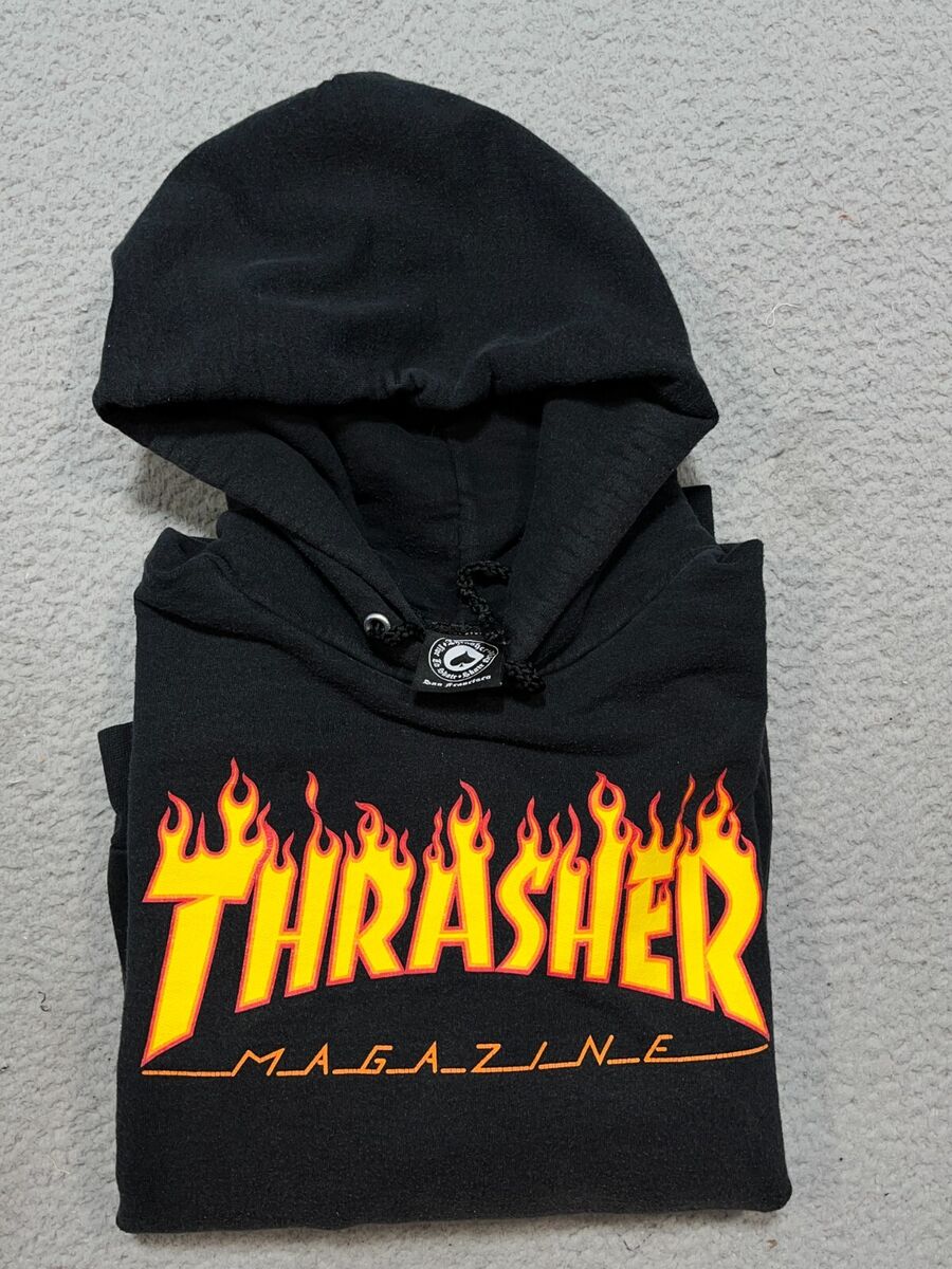 Thrasher Magazine Hoodie Men Medium Black Original Flames Thrasher Magazine Hoodie Men Medium Black Original Flames
