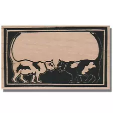 Cat Rubber Stamp, 2 Cats, Art Nouveau, Kitty, Pet, Card, Pretty,Kitten,Victorian