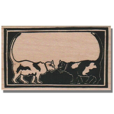 Cat Rubber Stamp, 2 Cats, Art Nouveau, Kitty, Pet, Card, Pretty,Kitten,Victorian