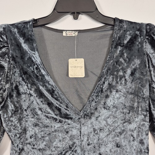 Free People Don’t You Wish Velvet Bodysuit Size S Sunflower Seed Puff Sleeve (18 - Picture 5 of 13