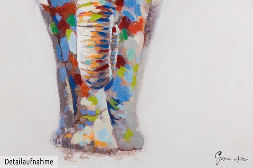 Acryl Gemälde 'ELEFANT AFRIKA' | HANDGEMALT | Leinwand Bilder 80x80cm - Bild 9 von 11