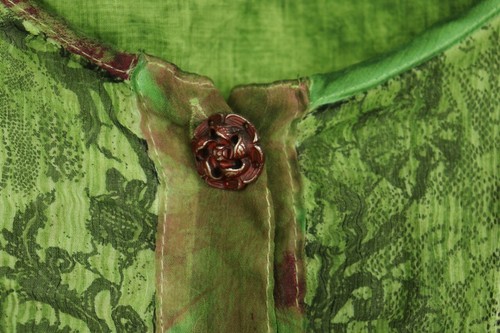 BOTTEGA langes Kleid grün geblümt A-Linie 3/4 Arm Größe S - Bild 13 von 17
