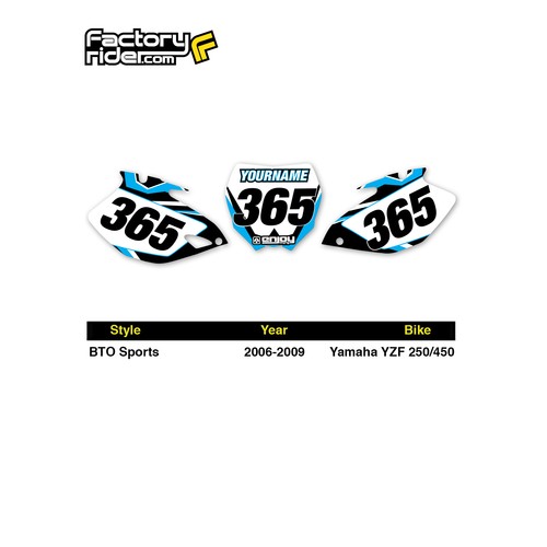 2006-2009 YAMAHA YZF 250-450 Custom Number Plates BTO SPORTS - LIGHT BLUE - Picture 2 of 4