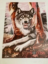 Nocona Boots Alex Ebel Vintage Wolf/dog Poster