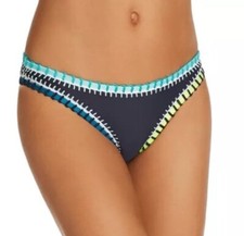 NWT Platinum Swimwear Pilyq Navy Blue Ribbed Small Crochet Trim Bikini Bottom