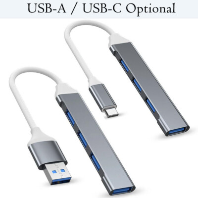Multi 4 Port USB Hub 3.0 Extender Splitter Adapter Mac PC Flash Drives Desktop