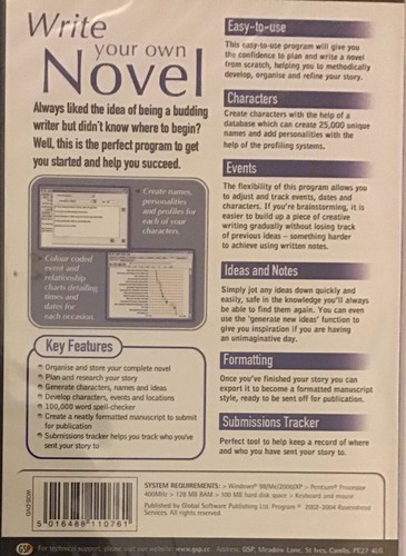 Write Your Own Novel For Budding Novelists &Fiction Writers PC CD ROM,BrandNEW💎 - Picture 2 of 3