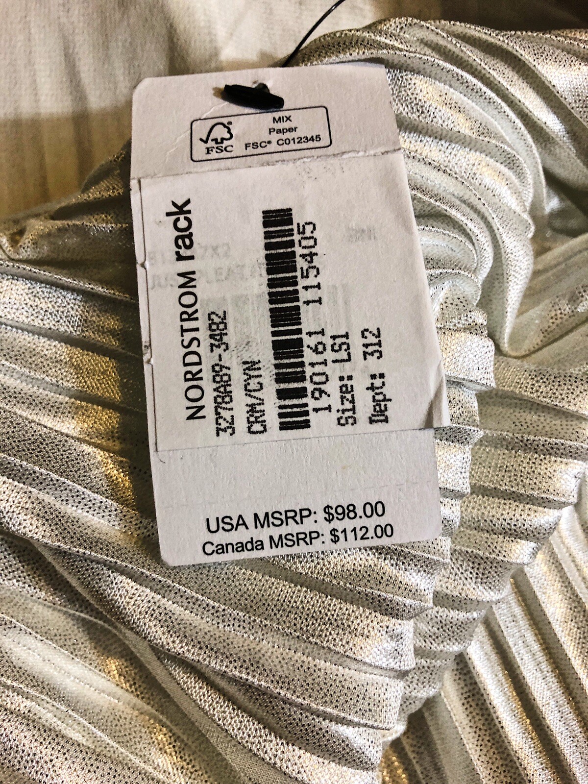 FILA Abito Slip Stone Row Just Pleat It Bianco Taglia Large