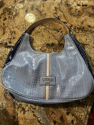 Guess Y2K Blue Tan Faux Croc Snakeskin Shoulder Bag | eBay