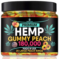 Natural Gummies Peach-Relax, Sleep, Calm, Anxiety, Pain, Muscle, Stress-USA Made